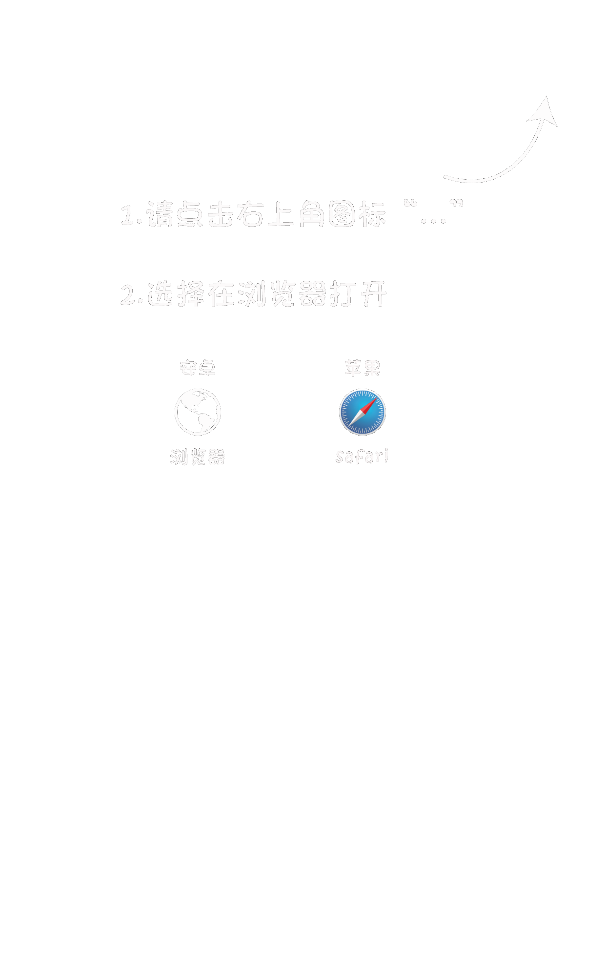 请点击右上角图标，选择在浏览器打开